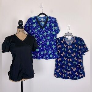 Women’s Scrubs Top Size Small 3 Pieces Lot Medical Career Soft Stretch